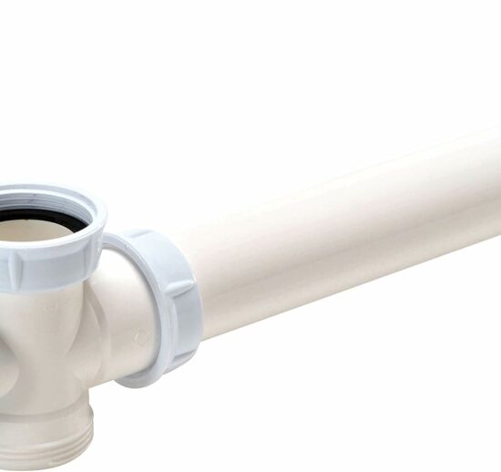 TUBULURE PLASTIQUE G.1 1/2 (Ø40 MM) REGLABLE DE 120 A 300 MM POUR EVIER 2 CUVES EGALES