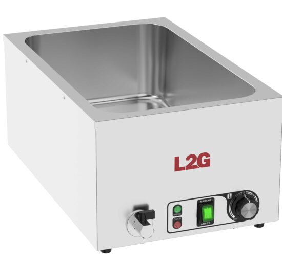 BAIN MARIE INOX GN1/1 POUR BAC P-150 MM, AVEC ROBINET DE VIDANGE, REGLAGE JUSQU'A 90°C