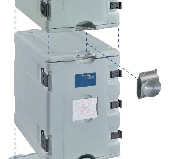 ENSEMBLE DE 2 COFFRES ISOTHERMES NEUTRES 12XGN1/1-20 SUPERPOSES, COULEUR GRIS-BLEU,