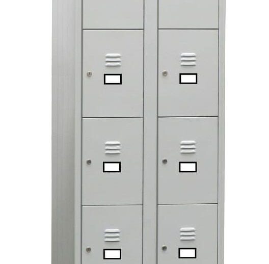 ARMOIRE VESTIAIRE MULTICASES, 2 COLONNES 8 CASES SUR PIEDS, FERMETURE A CLE, COULEUR GRIS RAL 7035