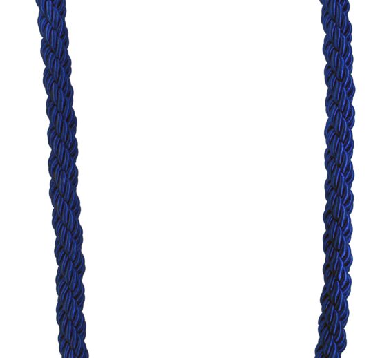 CORDON TRESSE SYNTHETIQUE BLEU L-1500 MM AVEC 2 MOUSQUETONS INOX