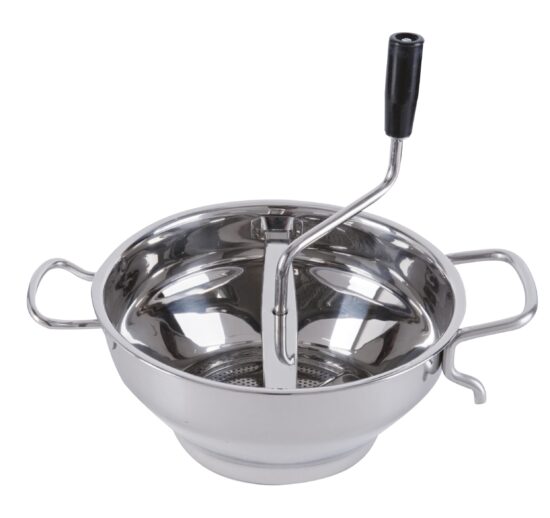 MOULIN A LEGUMES INOX DIA.32 A POIGNEES ET 2 DECOUPOIRS DIA.16