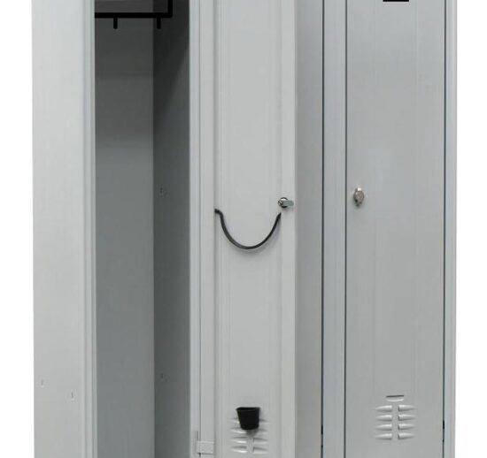 VESTIAIRE INDUSTRIE PROPRE ACIER SUR PIEDS, 3 CASES, COULEUR GRISE RAL7035
