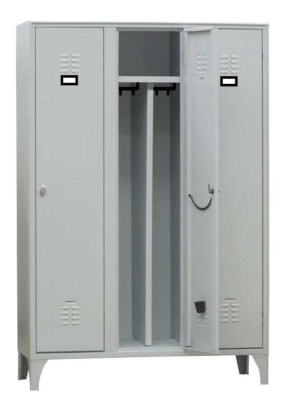 VESTIAIRE INDUSTRIE SALISSANTE ACIER SUR PIEDS, 3 CASES, COULEUR GRISE RAL7035