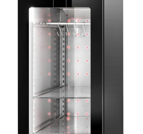 ARMOIRE REFRIGEREE DE MATURATION DE VIANDE 0/+4°C GAZ R290, P. VITREE, 2 NIV. DE STOCKAGE GN2/1