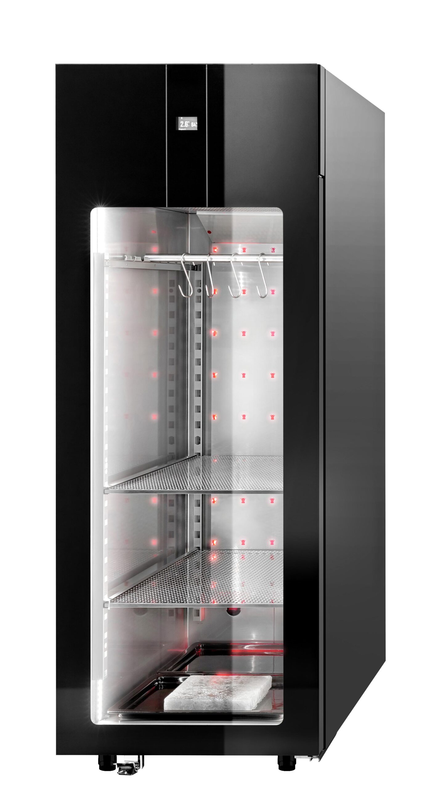 ARMOIRE REFRIGEREE DE MATURATION DE VIANDE 0/+4°C GAZ R290, P. VITREE, 2 NIV. DE STOCKAGE GN2/1