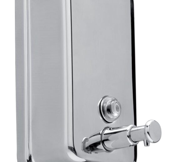 DISTRIBUTEUR SAVON OU GEL HYDROALCOOLIQUE INOX BROSSE, FERMETURE A CLE