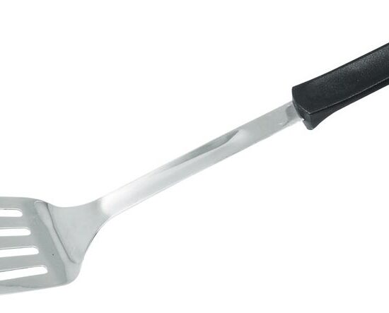 SPATULE PERFOREE INOX MANCHE POLYPROPYLENE NOIR