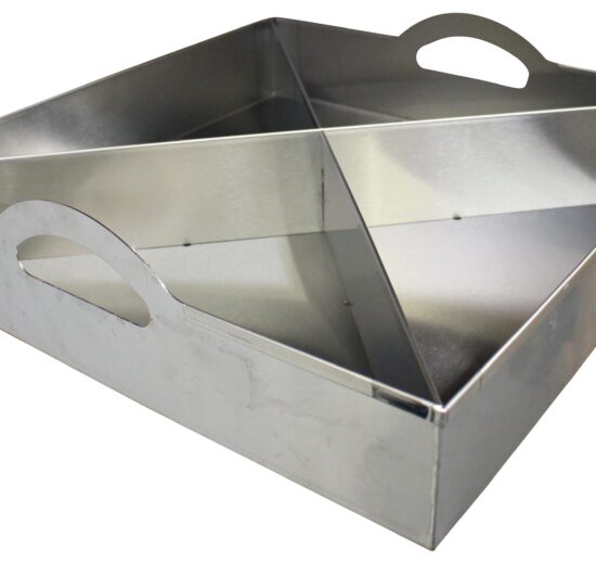 BAC INOX 304 AVEC 2 POIGNEES SUR LES COTES EP.10/10, 430X430X80 MM, AVEC CROISILLON
