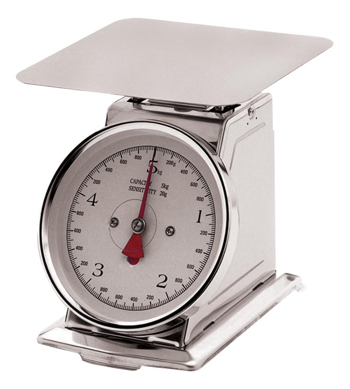 BALANCE MECANIQUE AVEC BOL INOX AMOVIBLE D.200 MM CORPS ET BOL EN INOX, PORTEE 5KG MAX, 20 G