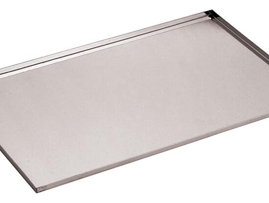 PLAQUE PATISSIERE INOX 600X400 MM, EP.10/10E BORDS DROITS A 90°