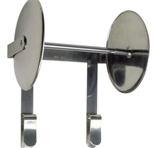 PORTE ROLLS INOX A SUSPENDRE SUR BARRE A DENTS 50X10 MM, POUR ROLL DE L-150 MM