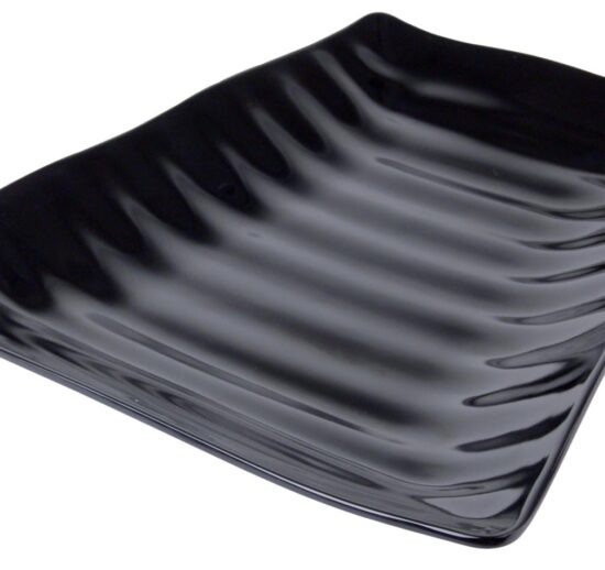 PLAT MELAMINE NOIR ONDULE RECTANGULAIRE CURVED WAVY