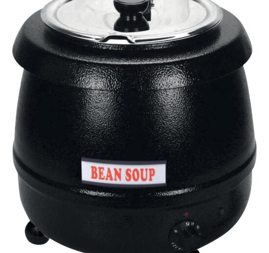 MARMITE A SOUPE CARROSSERIE NOIRE, COUVERCLE INOX A CHARNIERES, REGLAGE DE PUISSANCE