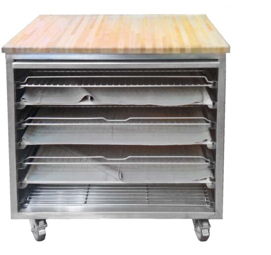 ARMOIRE PARISIEN BAS INOX 304, SUR ROULETTES INOX D.125MM,  7 NIVEAUX POUR GRILLES 800X600 MM