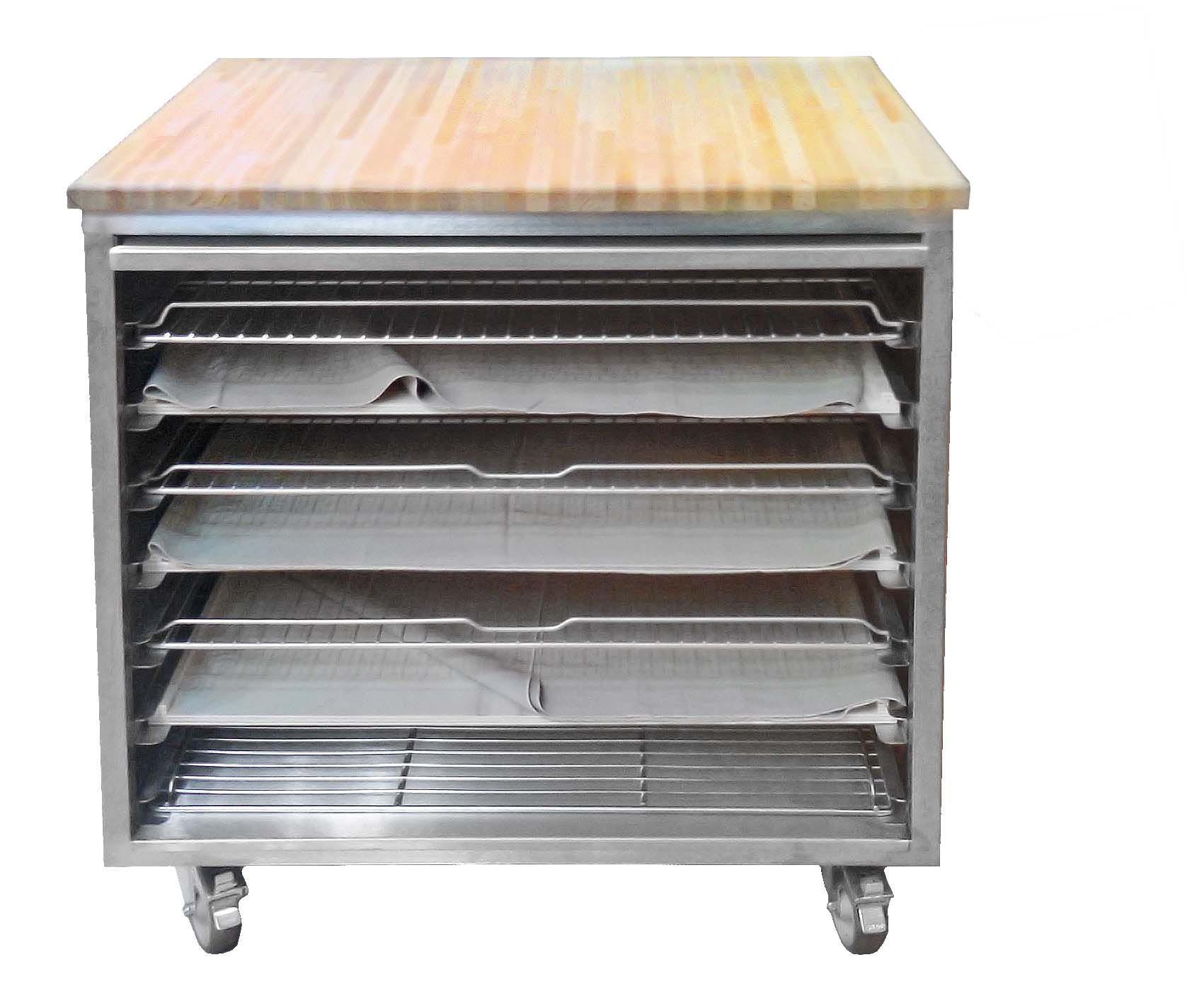 ARMOIRE PARISIEN BAS INOX 304, SUR ROULETTES INOX D.125MM, 7 NIVEAUX POUR GRILLES 800X600 MM