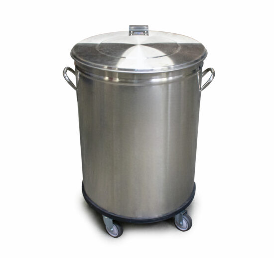 BAC A DECHETS INOX ROULANT, 90 LITRES SANS PEDALE