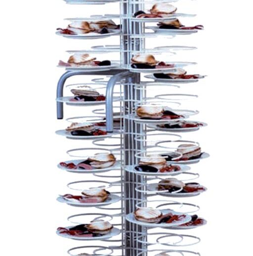 CHARIOT DE DRESSAGE, 96 ASSIETTES D.25/31 GRILLES CHROMEES