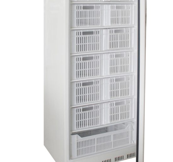 ARMOIRE REFRIGEREE BLANCHE, -18/-24°C AVEC 7 CLAYETTES EQUIPEES DE 13 PANIERS