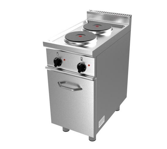 FOURNEAU ELECTRIQUE 2 PLAQUES INOX 304 SUR MEUBLE PLACARD FERME 1P.BATTANTE