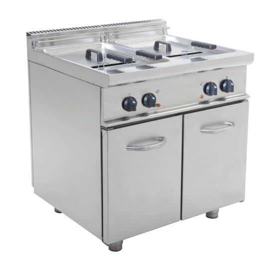 FRITEUSE ELECTRIQUE INOX 304, 2 CUVES 17+17L 2 PANIERS FOURNIS, PROD.30KG-H
