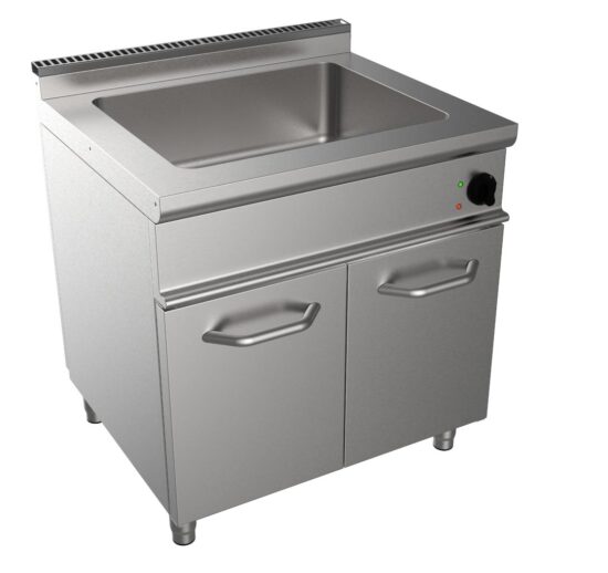 BAIN-MARIE ELECTRIQUE INOX 304 TRIPHASE SUR MEUBLE PLACARD FERME 2 PORTES, GN2/1-200