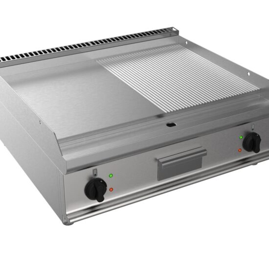 FRY-TOP ELECTRIQUE 1/2 LISSE-1/2 NERVUREE A POSER ZONE DE CUISSON 800X530 MM