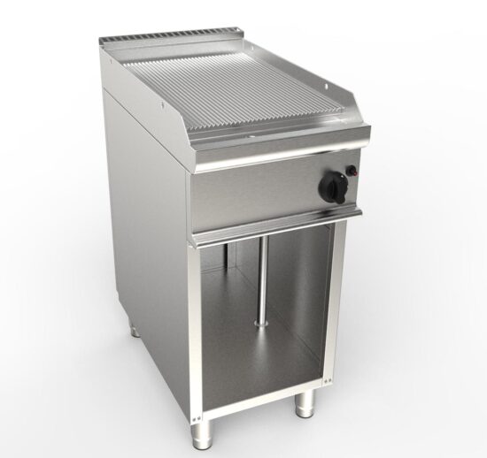 FRY-TOP GAZ NERVUREE SUR PLACARD OUVERT ZONE DE CUISSON 400X530 MM
