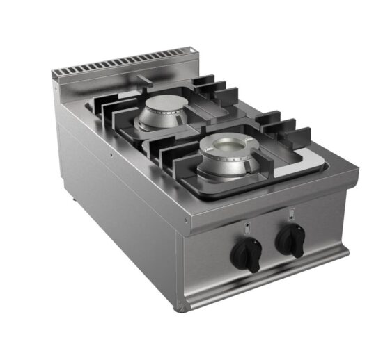 FOURNEAU GAZ 2 BRULEURS INOX 304 A POSER 4.5+7.5 KW