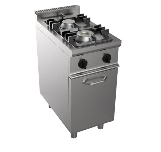 FOURNEAU GAZ 2 BRULEURS SUR MEUBLE PLACARD FERME 1P.BATTANTE, BAC DE RECUPERATION EXTRACTIBLE