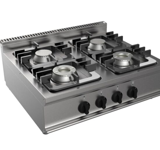 FOURNEAU GAZ 4 BRULEURS INOX 304 A POSER 2X4.5+2X7.5 KW