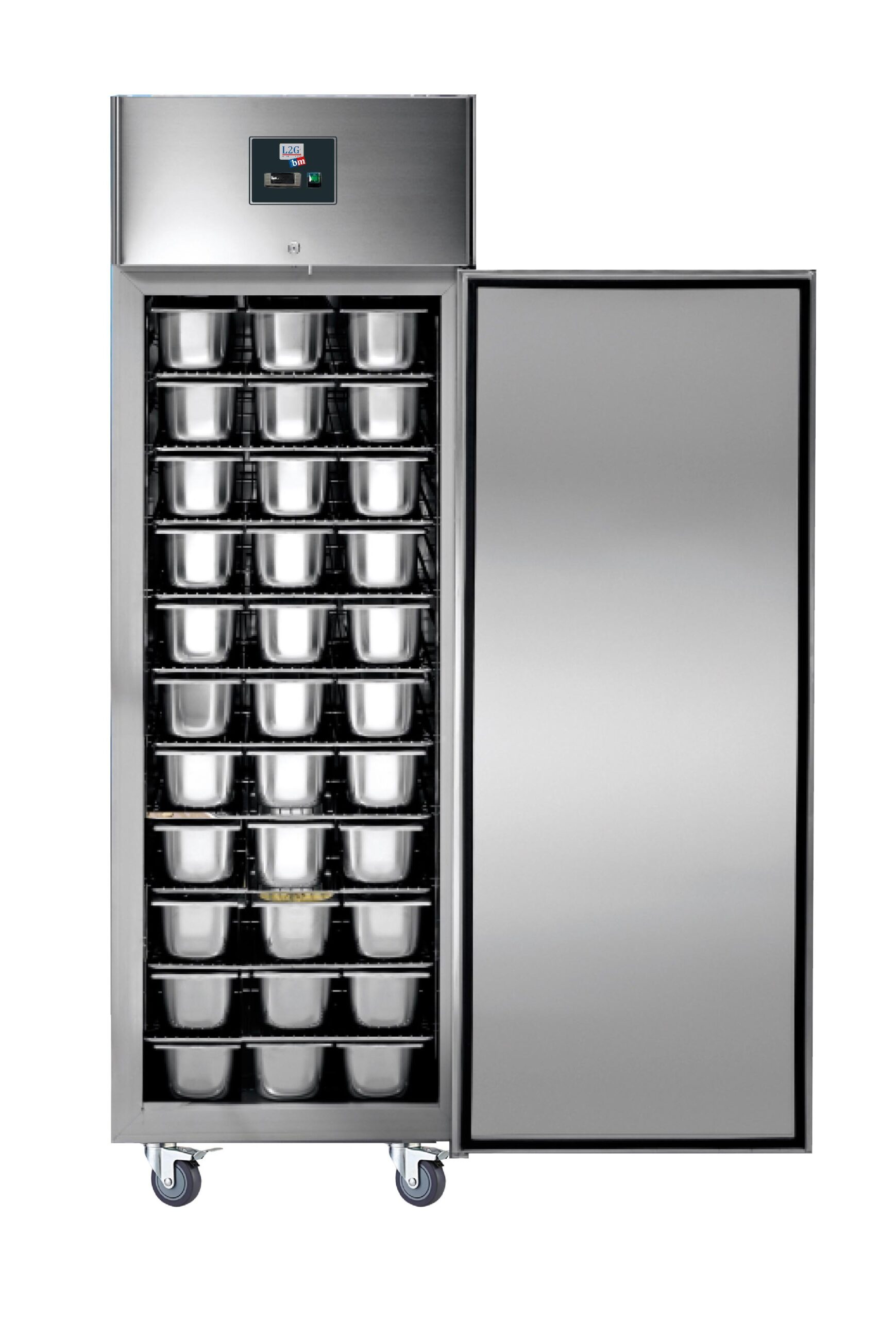 ARMOIRE PATISSIERE 800L, 600X800MM, 1 PORTE FROID VENTILE -18/-22°C, ROULETTES D.100 MM