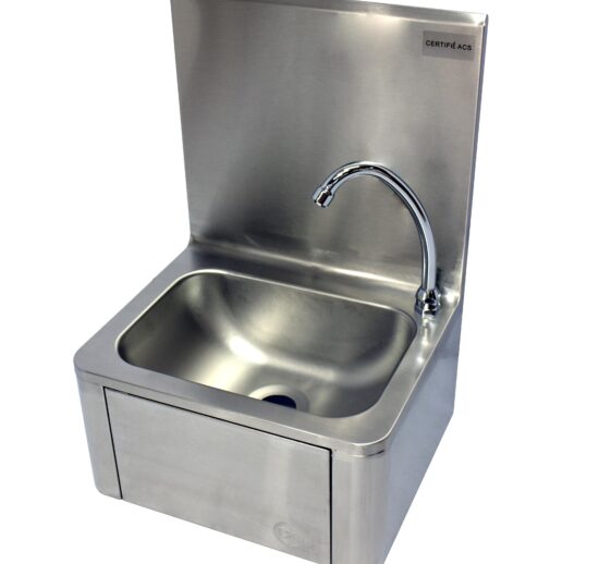 LAVE-MAINS INOX ADOSSE AVEC PANNEAU BASCULANT