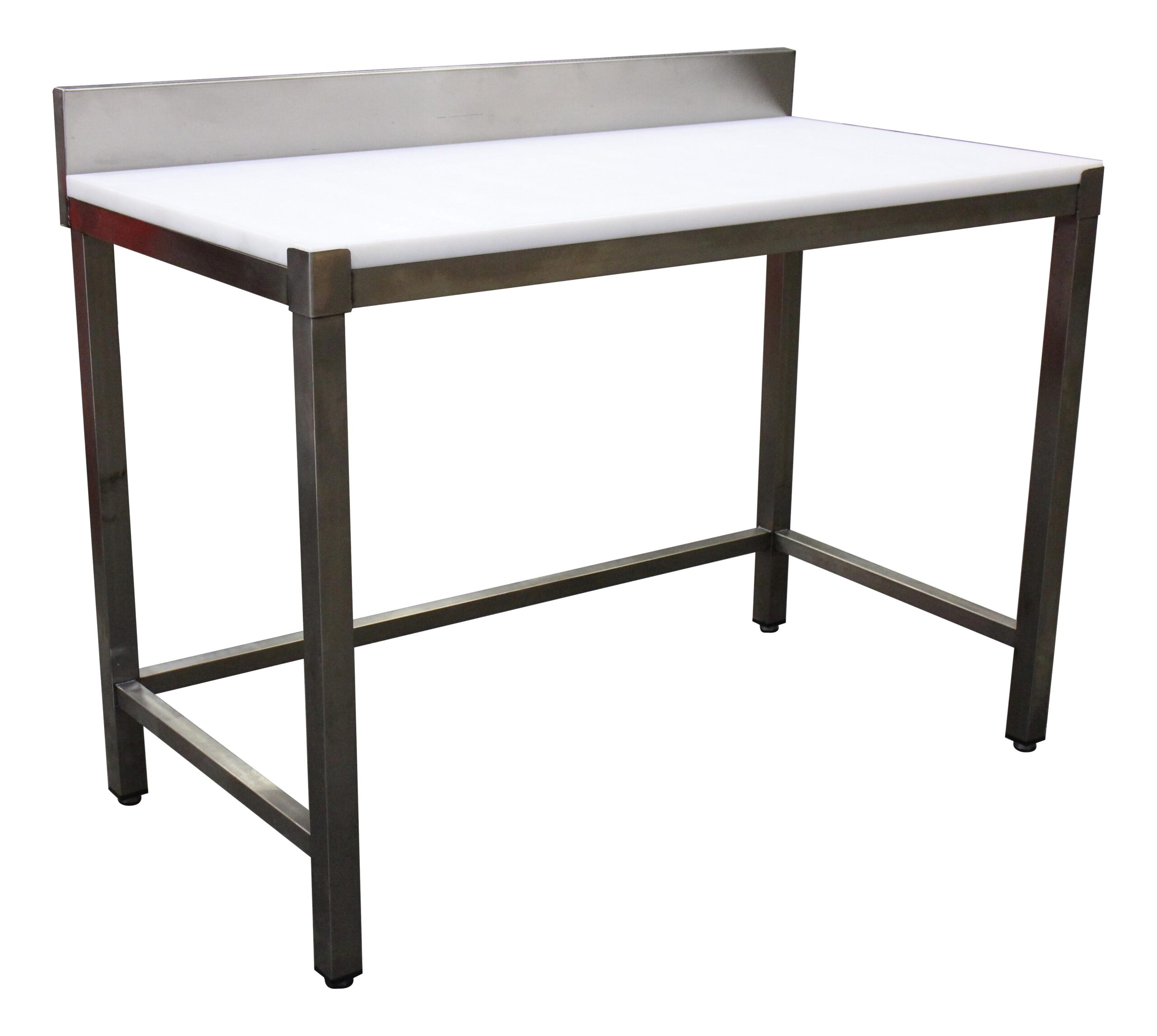 TABLE DE DECOUPE INOX ADOSSEE, DESSUS POLY NATUREL EP.25 MM