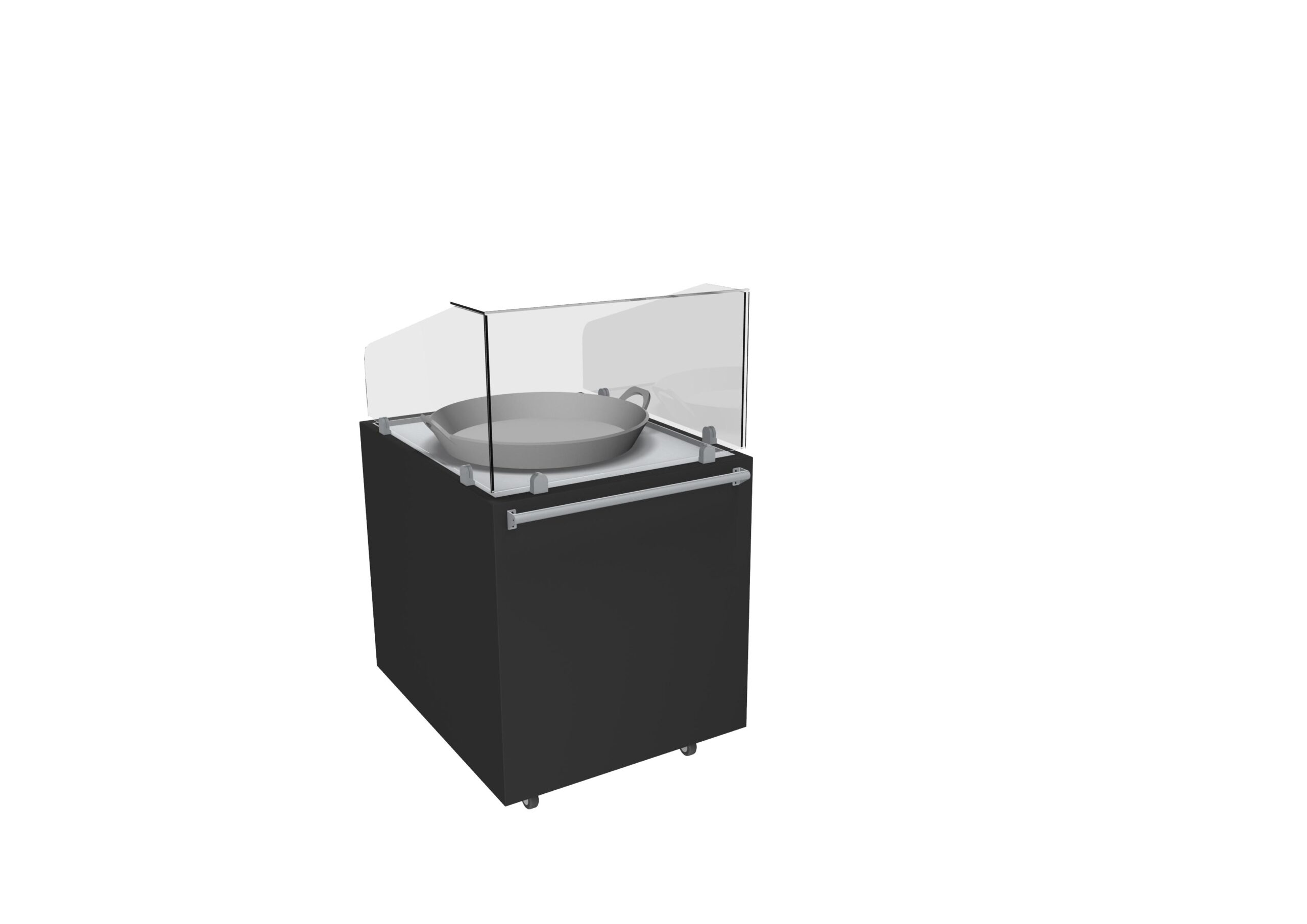 MEUBLE TRADITIONNEL PAELLA CHAUFFANT 300°C PLAQUE CHAUFFANTE D.500MM, VITRE AVANT DROITE