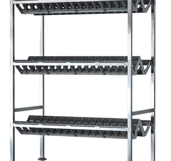 CHARIOT D'EGOUTTAGE DEMONTABLE INOX 3 NIVEAUX POUR 35 BACS GN1/1 ET PLATEAUX