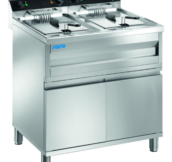 FRITEUSE SUR PIETEMENT FERME ELECTRIQUE AVEC ROBINET DE VIDANGE, 2 CUVES DE 12L