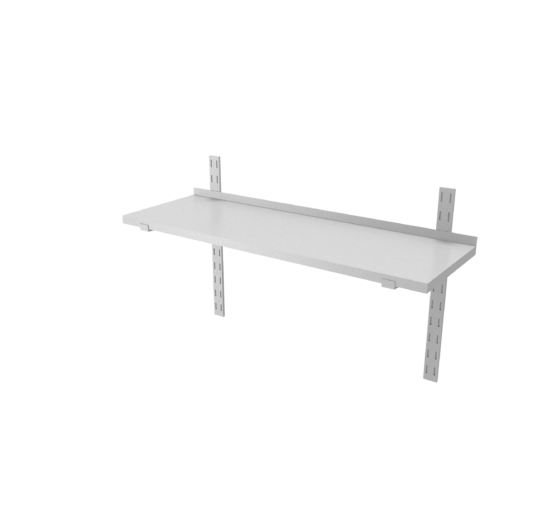 ETAGERE MURALE PLEINE, 1 NIVEAU, INOX 304, REGLABLE SUR 3 CREMAILLERES H750 MM