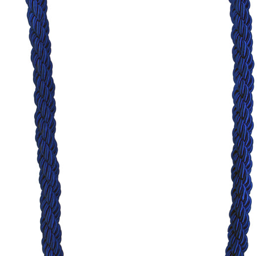 CORDON TRESSE SYNTHETIQUE BLEU L-1500 MM AVEC 2 MOUSQUETONS INOX