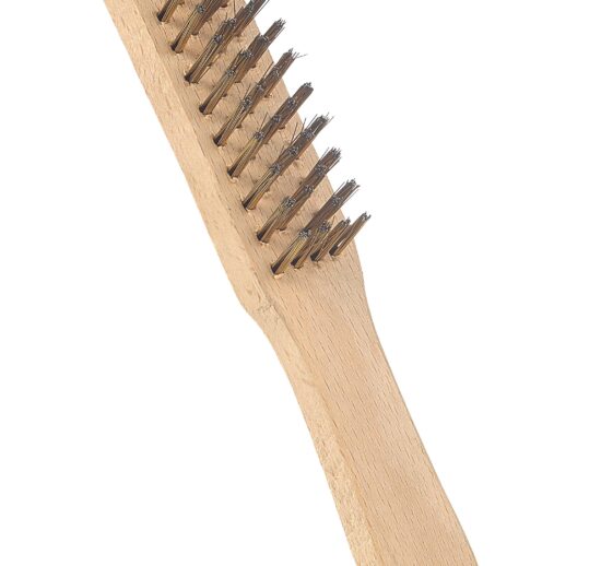 BROSSE METALLIQUE POUR GRILL, MANCHE BOIS, FILS RONDS EN ACIER LAITONNE