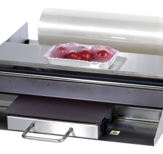 DEROULEUR DE FILM AVEC PLAQUE CHAUFFANTE LAIZE 600 MM, AVEC PLAQUE CHAUFFANTE ANTIADHESIVE