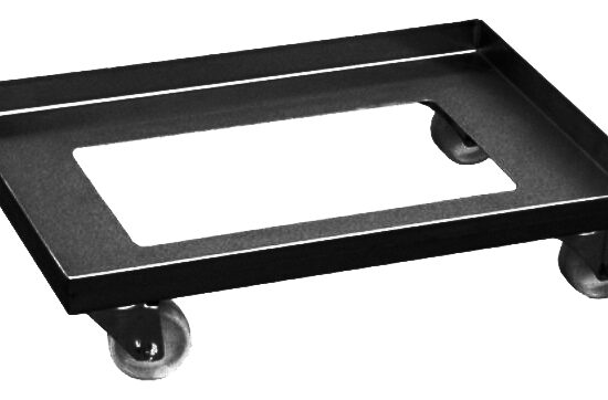 CHARIOT DE MANUTENTION INOX 304 POUR BACS AVEC BARRE DE POUSSEE