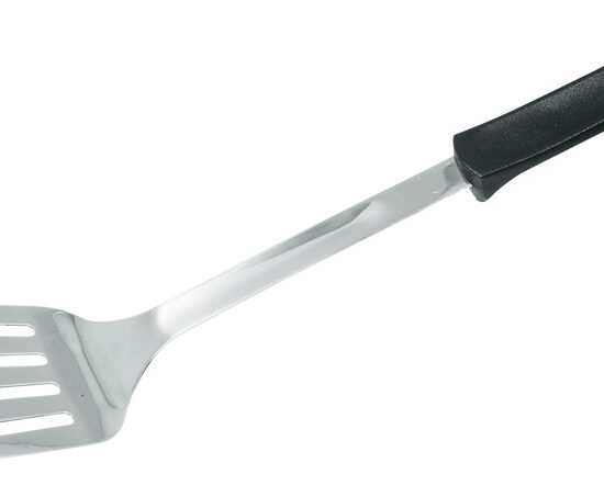 SPATULE PERFOREE INOX MANCHE POLYPROPYLENE NOIR