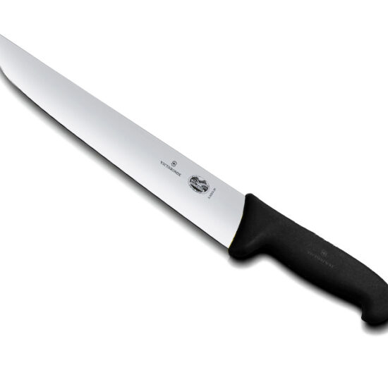 COUTEAU BOUCHER VICTORINOX, MANCHE NOIR SURMOULE LONGUEUR DE LAME POINTE LARGE: L-360 MM