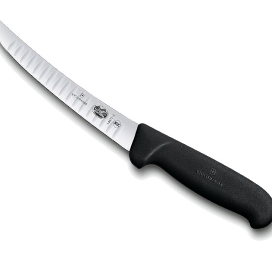 COUTEAU DESOSSER VICTORINOX, MANCHE NOIR SURMOULE LONGUEUR DE LAME ALVEOLEE: L- 150 MM