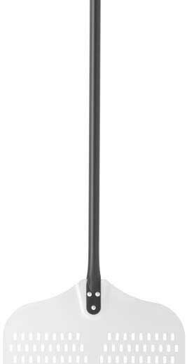 PELLE A ENFOURNER EN ALUMINIUM ANODISE PALETTE CARREE PERFOREE 405X405, MANCHE L-915 MM