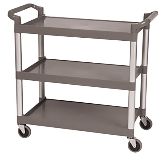 CHARIOT DE SERVICE 3 NIVEAUX EN POLYPROPYLENE SUPPORTS EN ALUMINIUM, CHARGE 120 KG