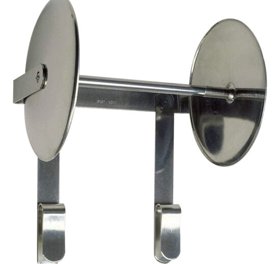PORTE ROLLS INOX A SUSPENDRE SUR BARRE A DENTS 50X10 MM, POUR ROLL DE L-150 MM