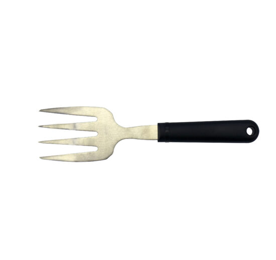 FOURCHETTE TRAITEUR INOX 4 DENTS A CHOUCROUTE, MANCHE POLYPROPYLENE NOIR