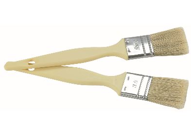 PAQUET 6 PCS PINCEAU PLAT PATISSERIE PURE SOIE LARG. 65 MM X LONG. 44 MM MANCHE PP VIROLE INOX